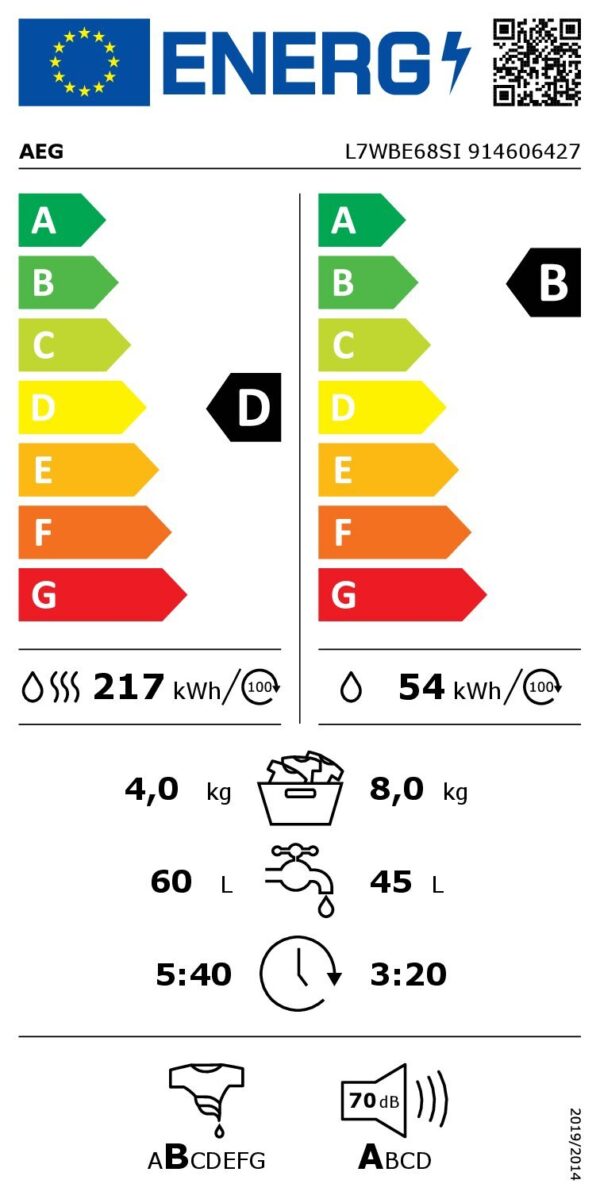 Пералня със сушилня AEG L7WBE68SI